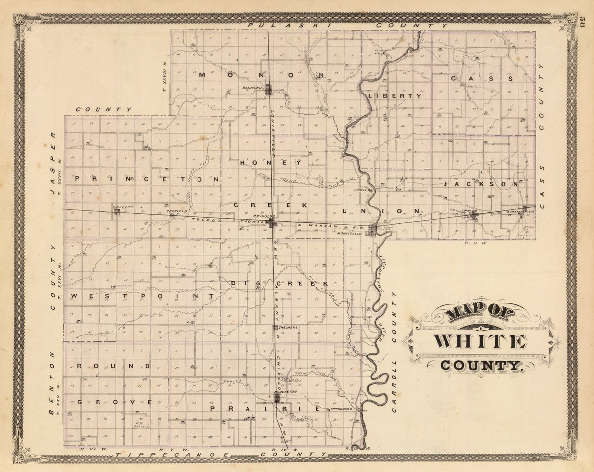 Preview of Vintage Map of White County, Indiana 1876