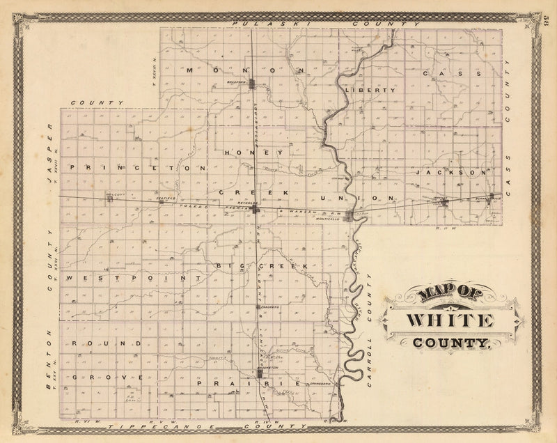 Size comparison using Vintage Map of White County, Indiana 1876