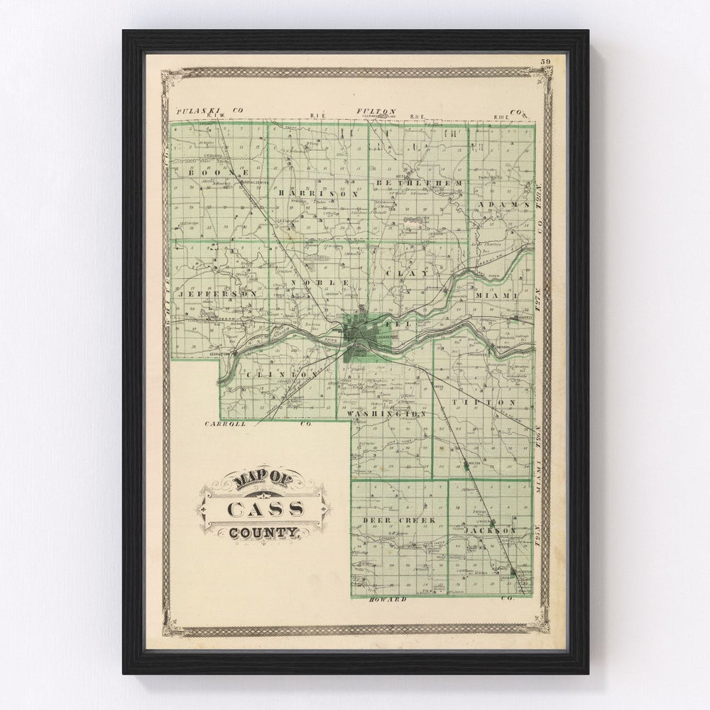 Cass County Vintage Map 1876