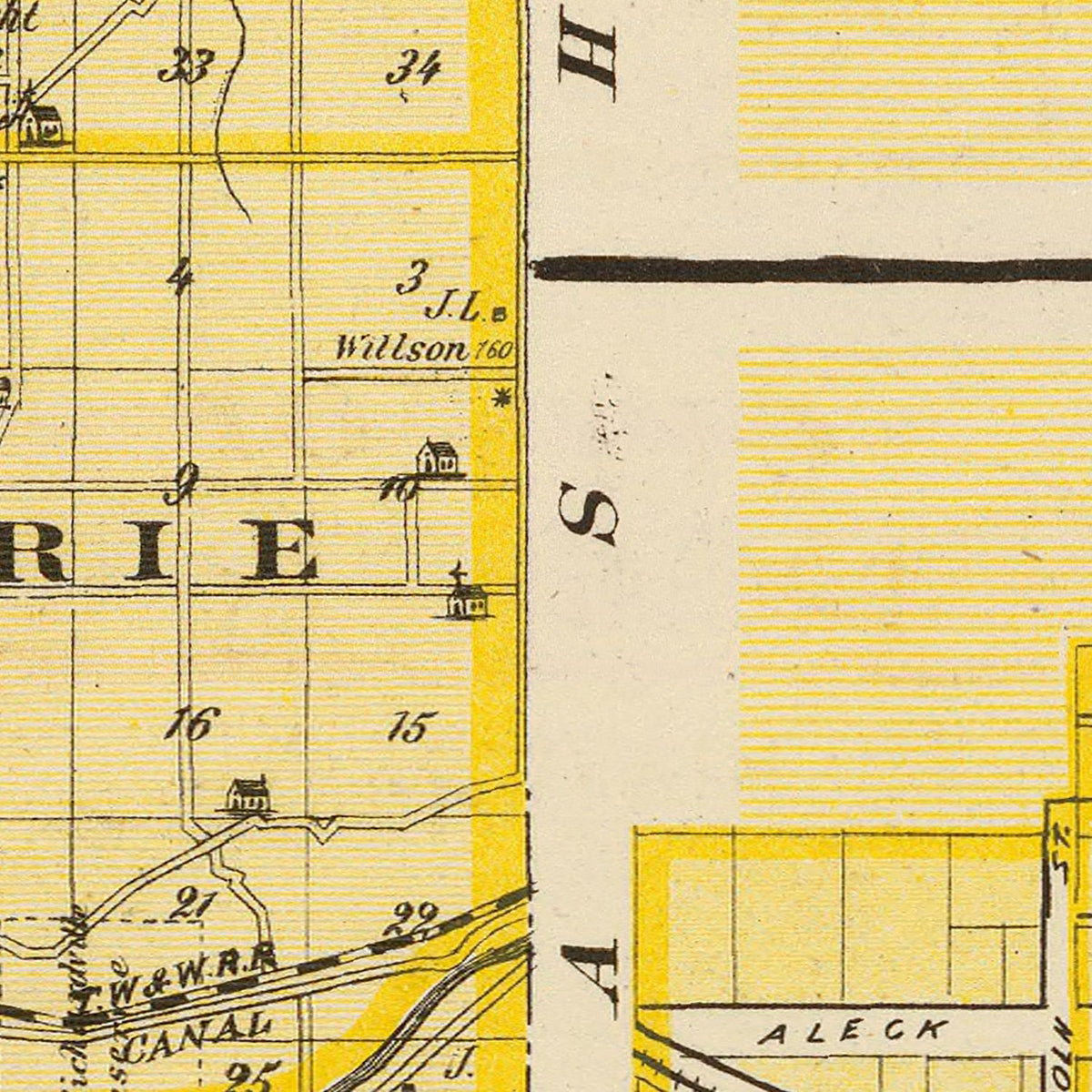 Restored historic details from the 1876 county map of Miami County, Indiana