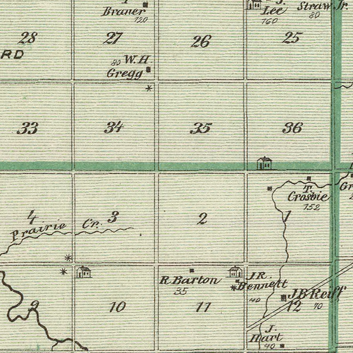 Restored historic details from the 1876 county map of Wells County, Indiana