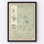 Wells County Vintage Map 1876