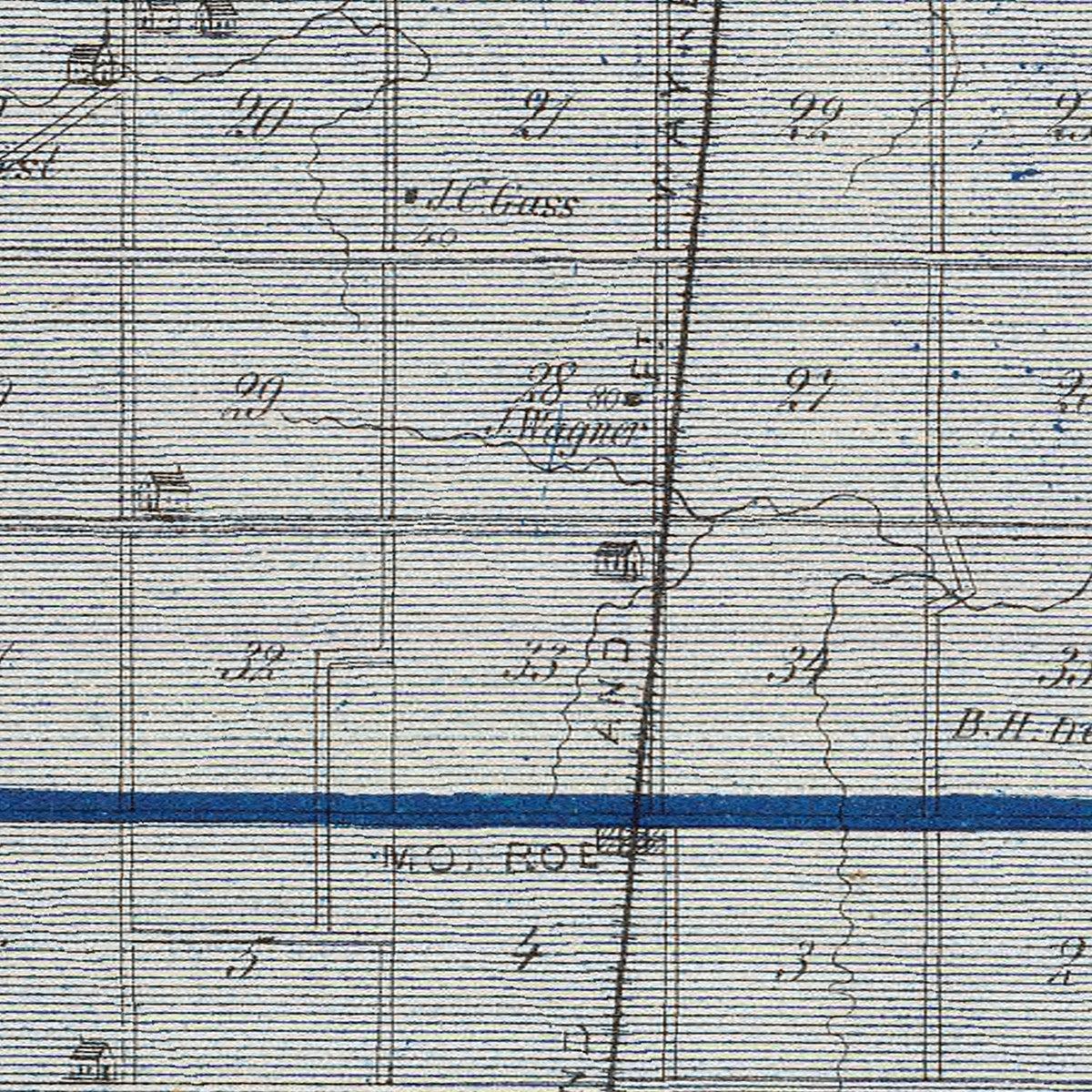 Restored historic details from the 1876 county map of Adams County, Indiana