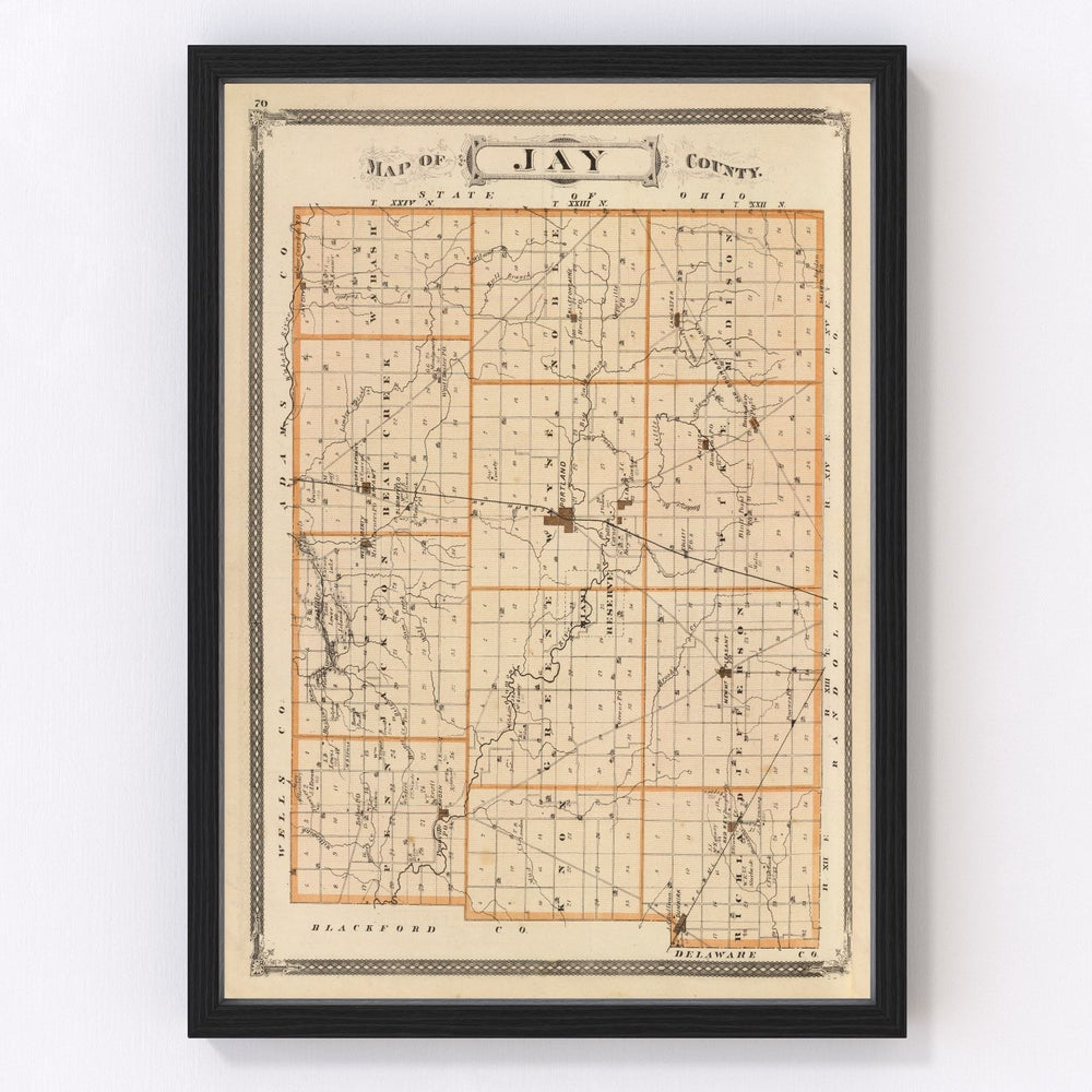 Jay County Vintage Map 1876
