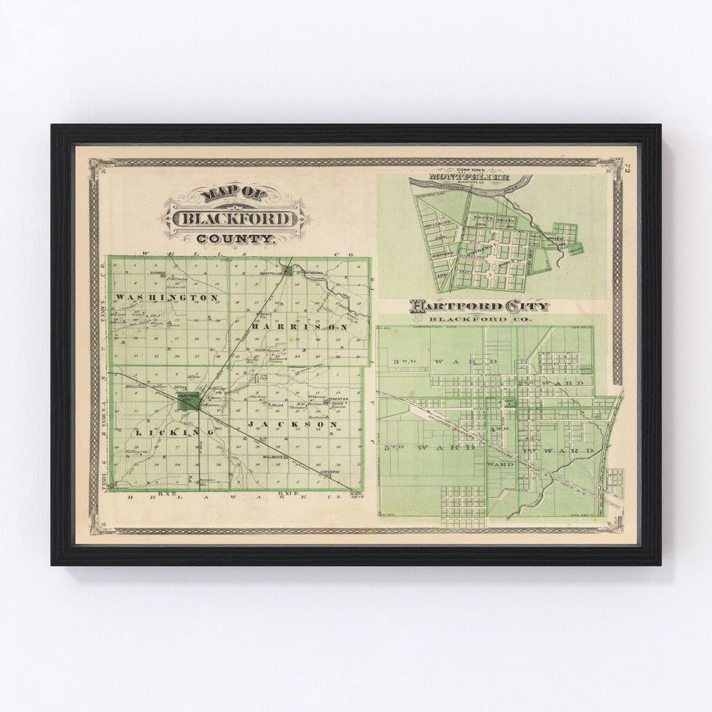 Blackford County Vintage Map 1876