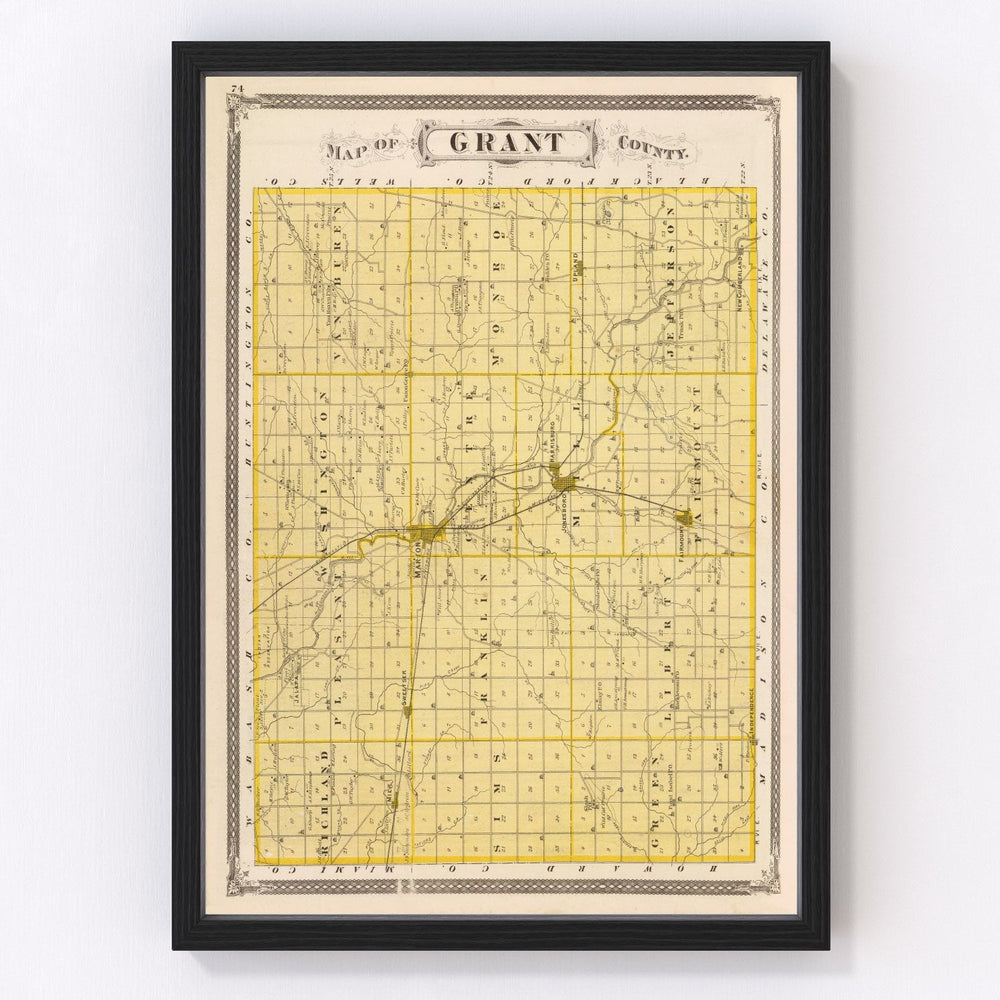 Grant County Vintage Map 1876