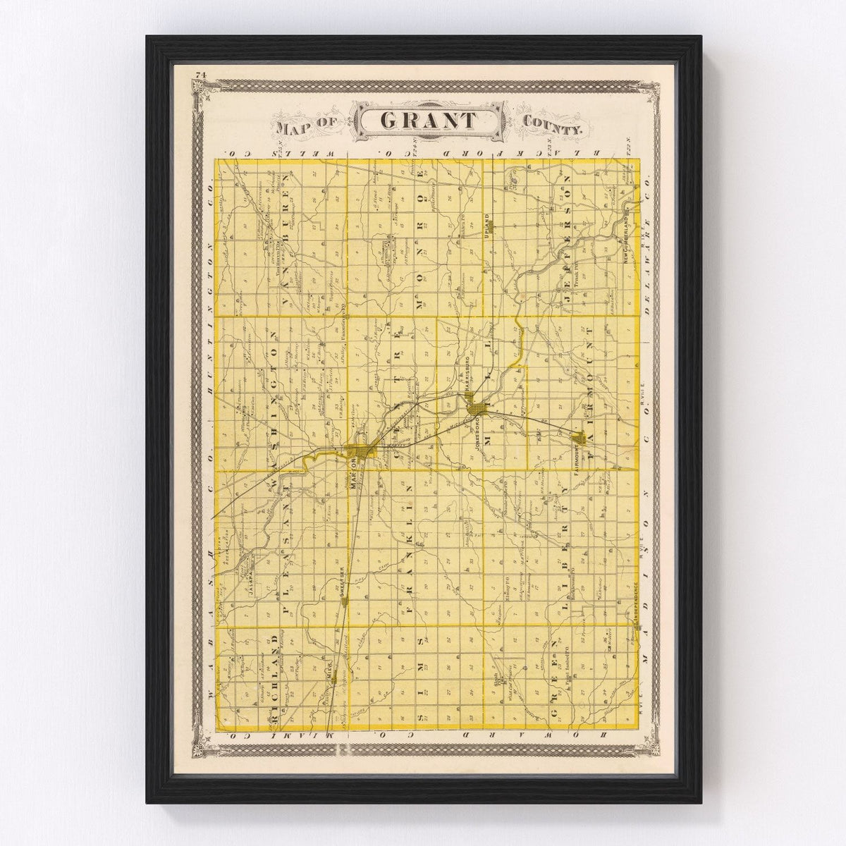 Grant County Vintage Map 1876