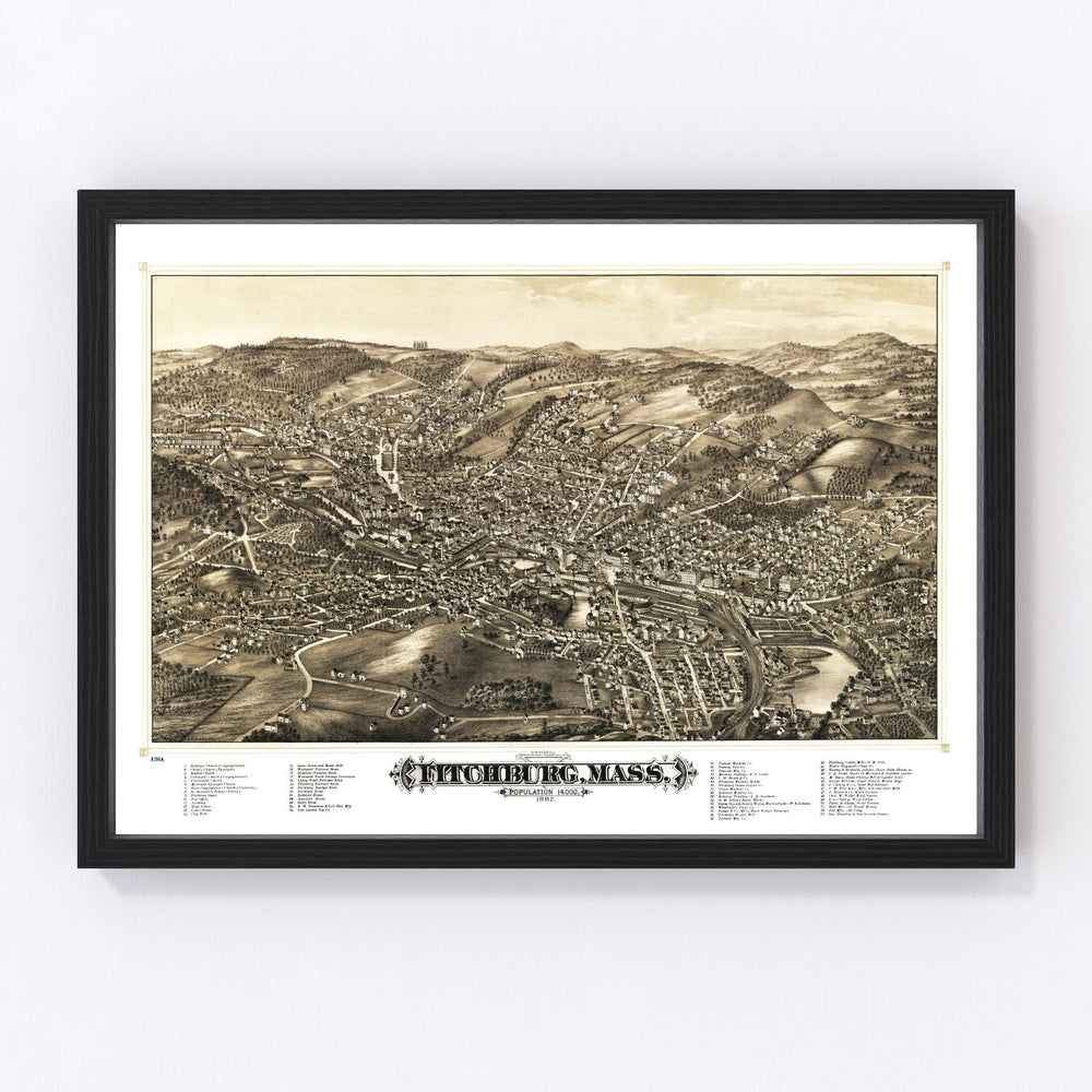 Fitchburg Vintage Map 1882