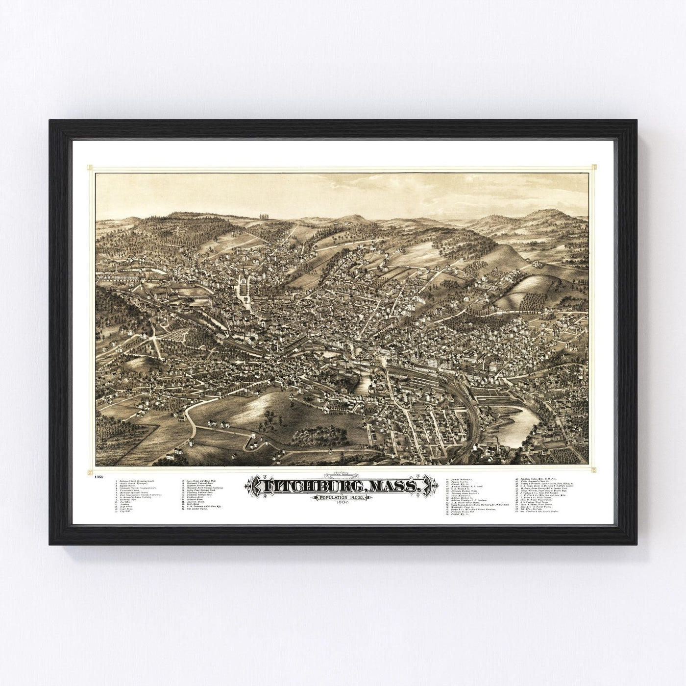 Fitchburg Vintage Map 1882