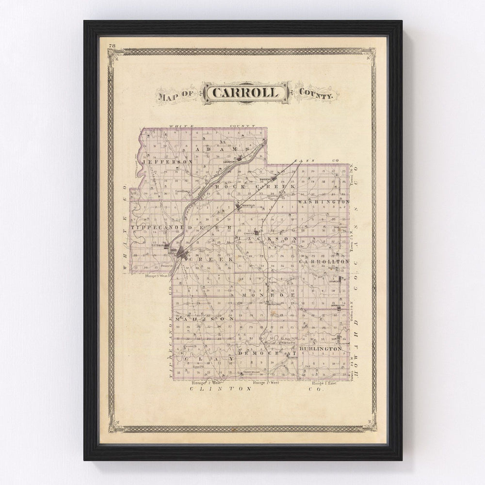 Carroll County Vintage Map 1876