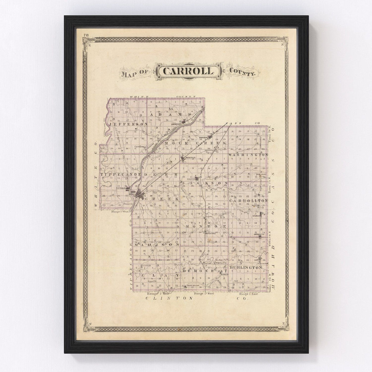 Carroll County Vintage Map 1876