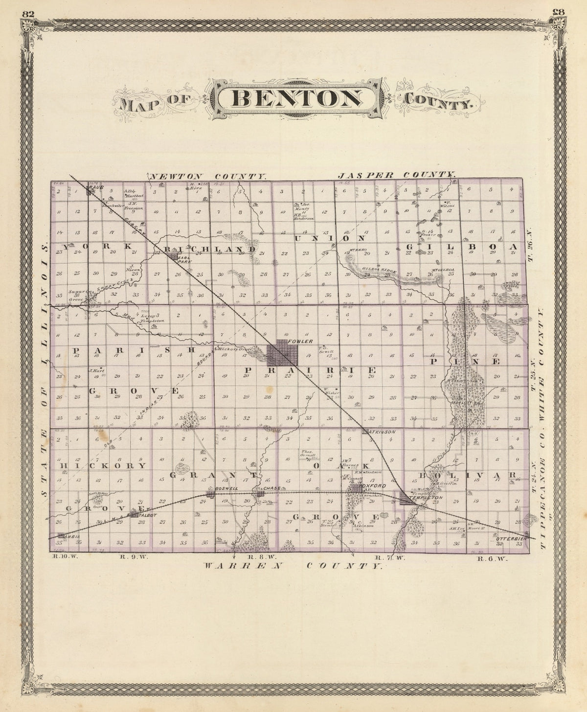 Preview of Vintage Map of Benton County, Indiana 1876