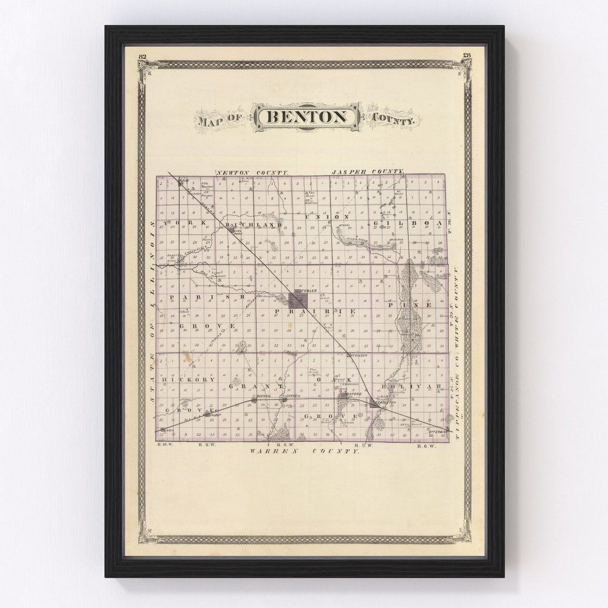 Benton County Vintage Map 1876