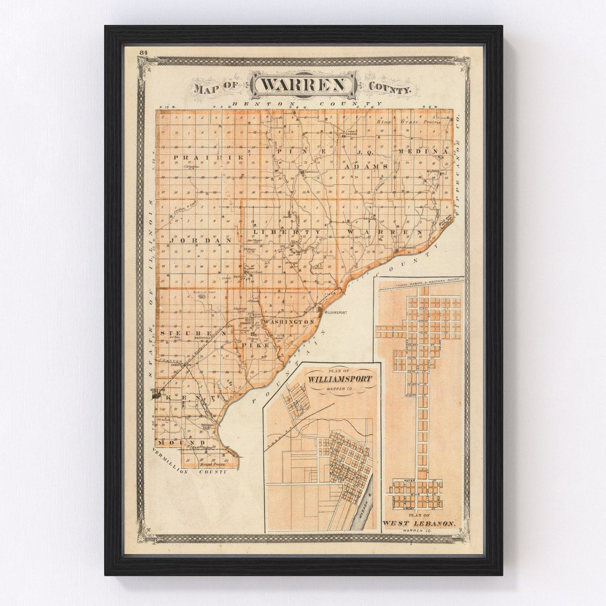 Warren County Vintage Map 1876