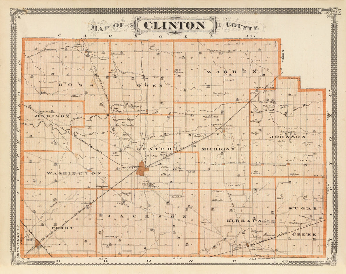 Preview of Vintage Map of Clinton County, Indiana 1876