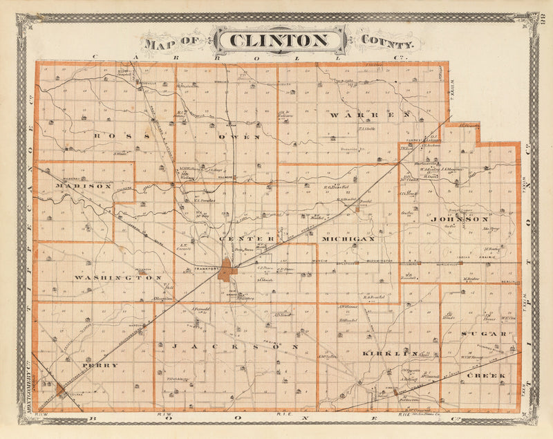 Size comparison using Vintage Map of Clinton County, Indiana 1876