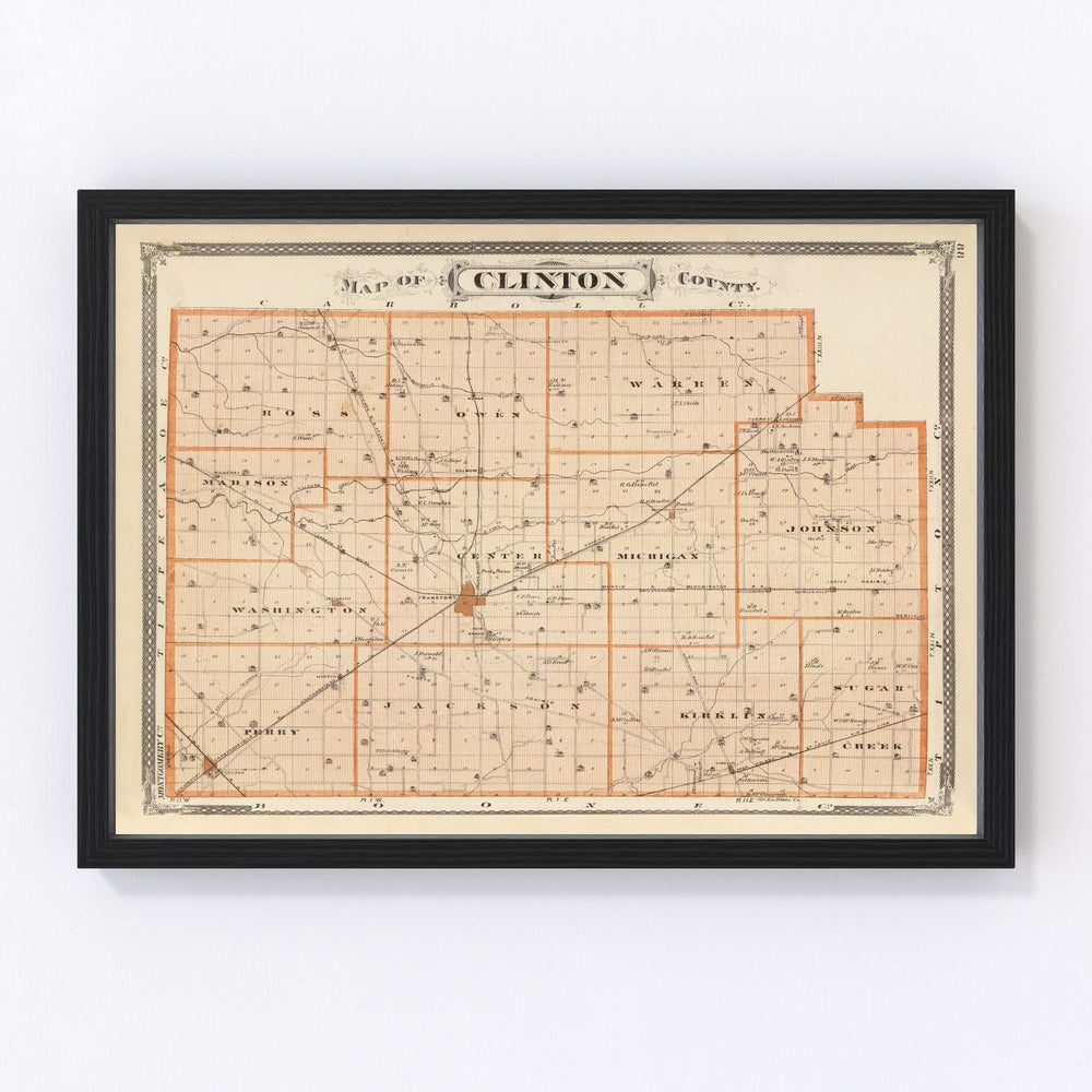 Clinton County Vintage Map 1876