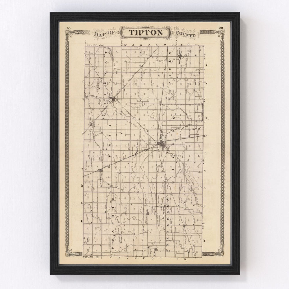Tipton County Vintage Map 1876