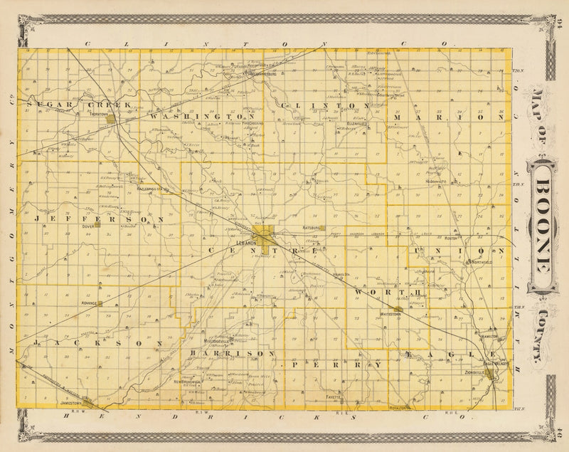 Size comparison using Vintage Map of Boone County, Indiana 1876