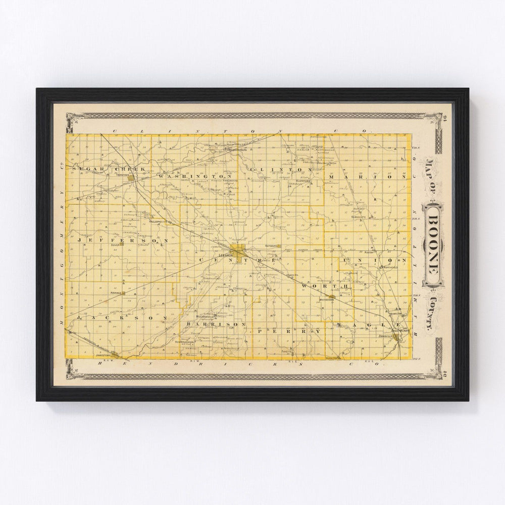Boone County Vintage Map 1876