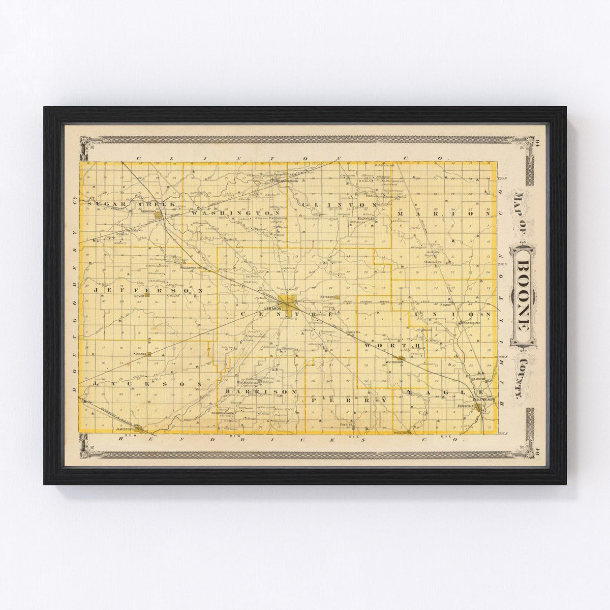 Boone County Vintage Map 1876