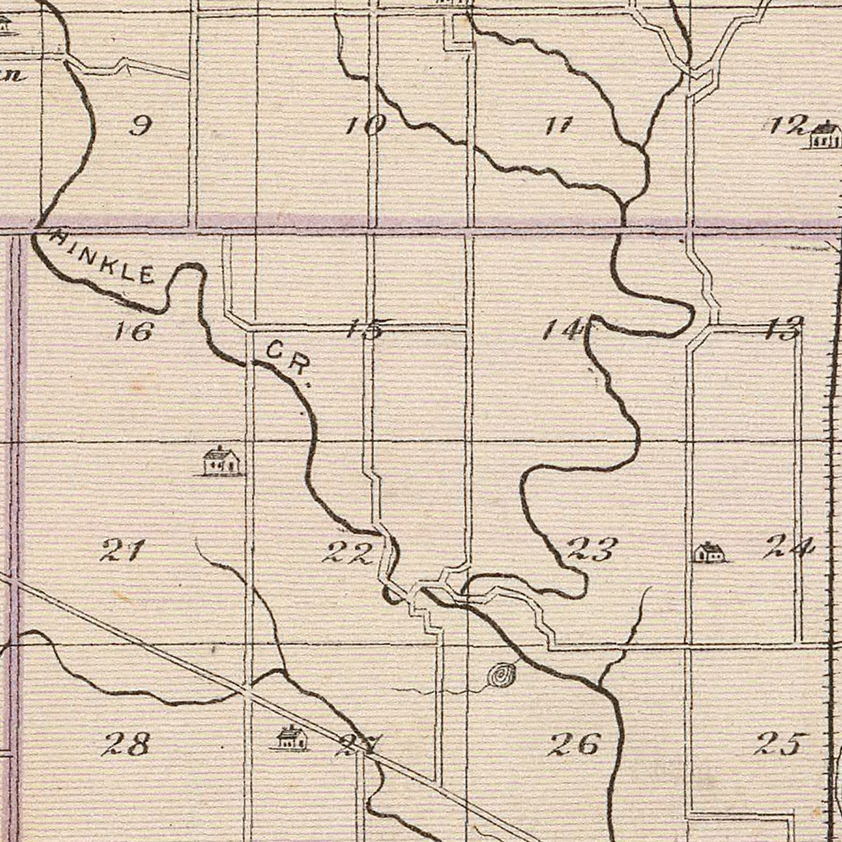 Restored historic details from the 1876 county map of Hamilton County, Indiana