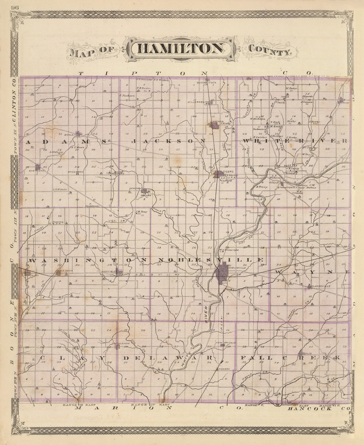 Preview of Vintage Map of Hamilton County, Indiana 1876