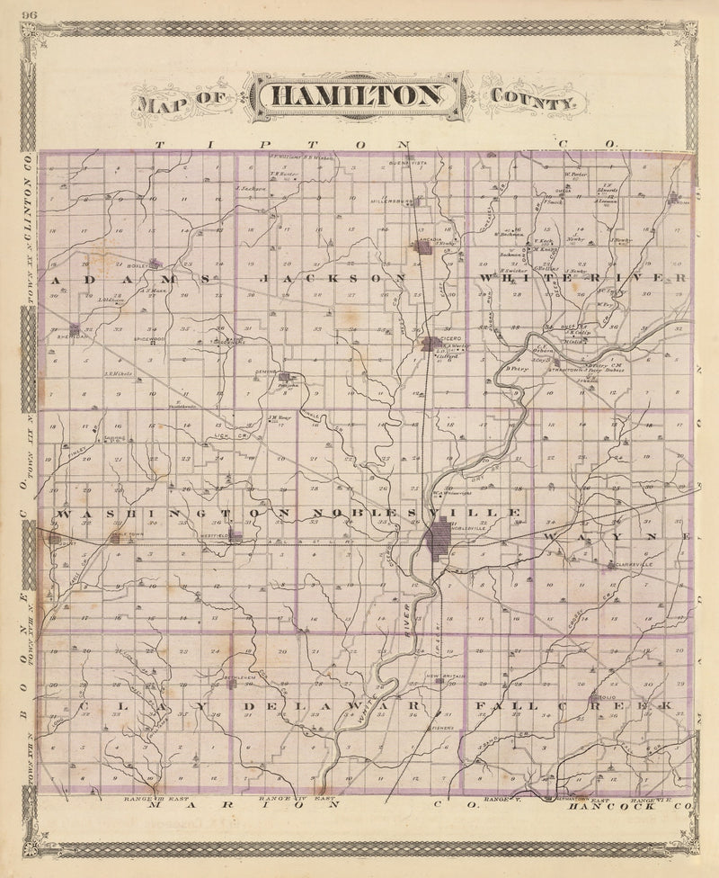 Size comparison using Vintage Map of Hamilton County, Indiana 1876