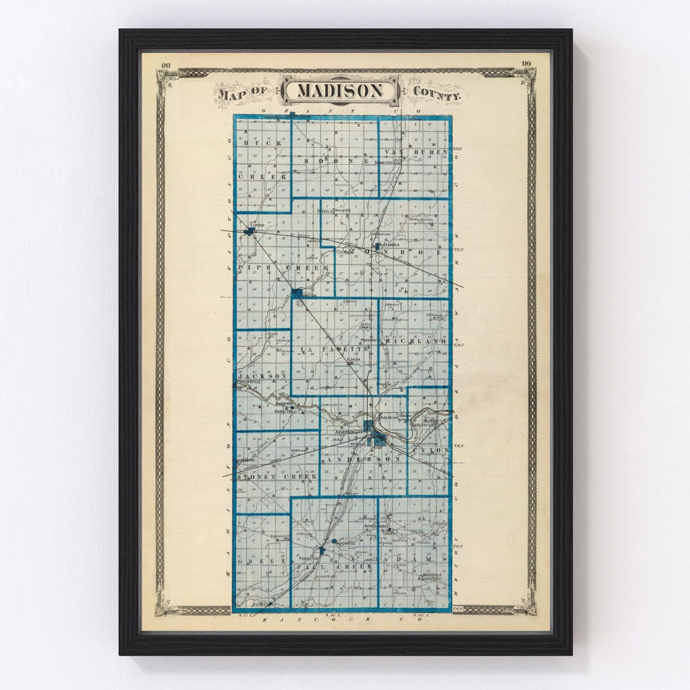 Madison County Vintage Map 1876