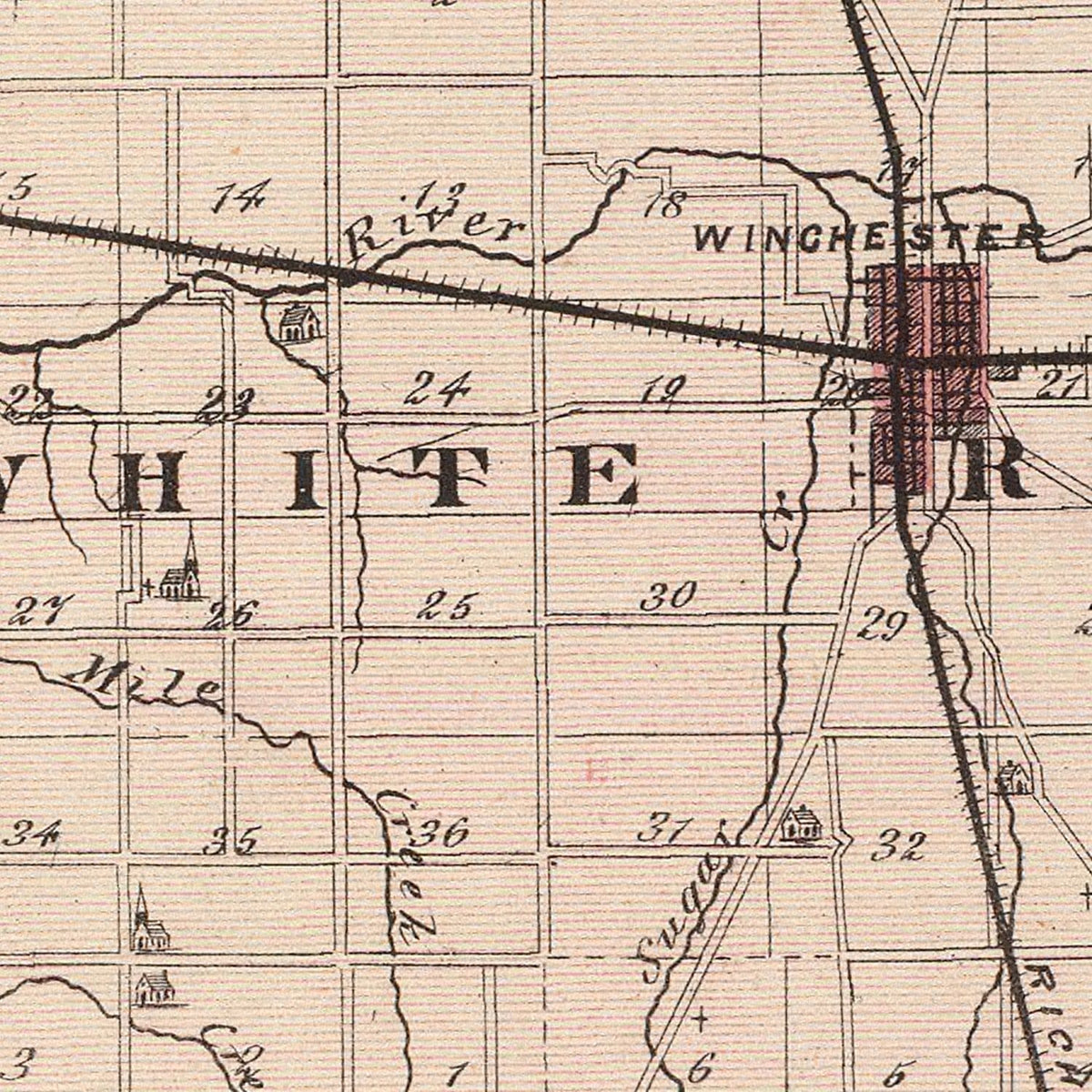 Restored historic details from the 1876 county map of Randolph County, Indiana