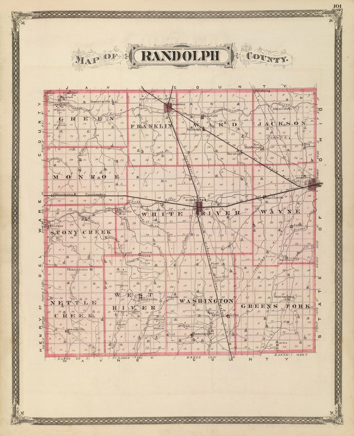 Preview of Vintage Map of Randolph County, Indiana 1876