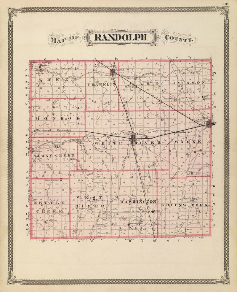 Size comparison using Vintage Map of Randolph County, Indiana 1876