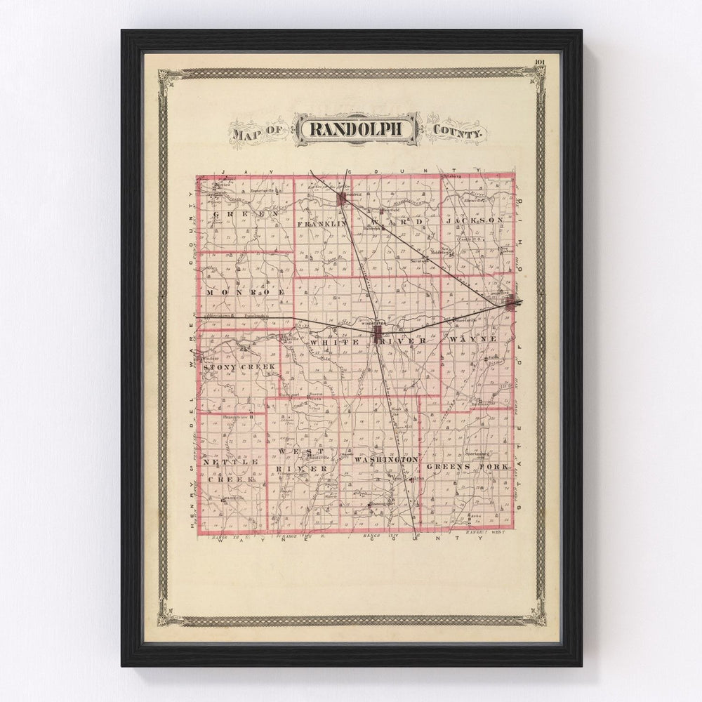 Randolph County Vintage Map 1876