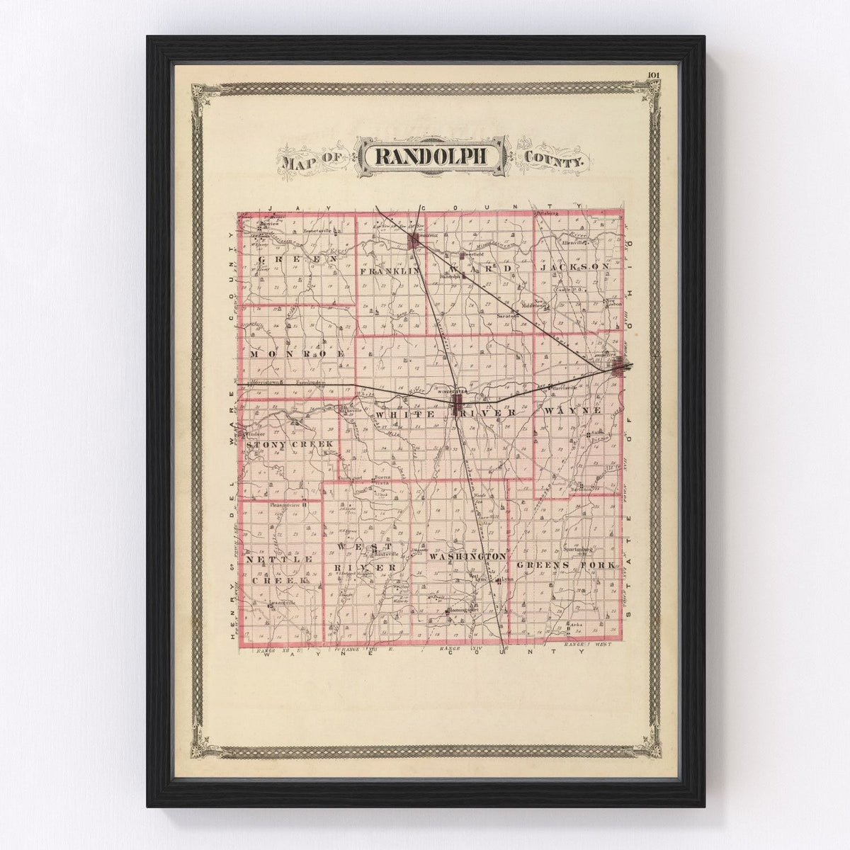 Randolph County Vintage Map 1876