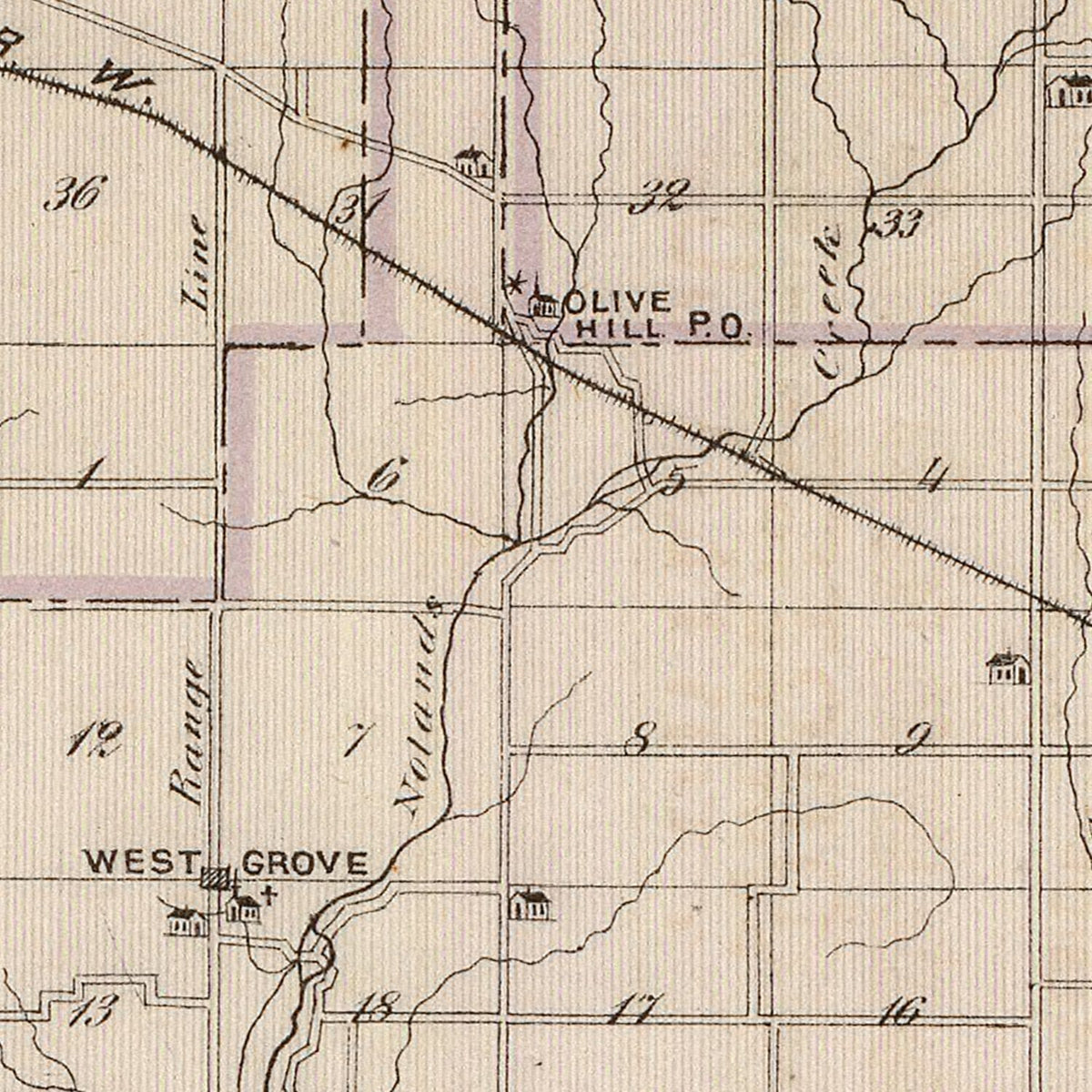 Restored historic details from the 1876 county map of Wayne County, Indiana
