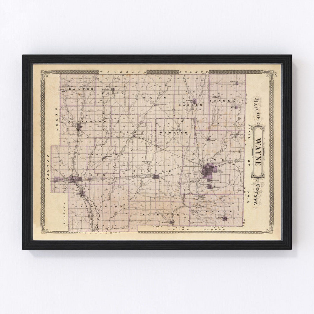 Wayne County Vintage Map 1876