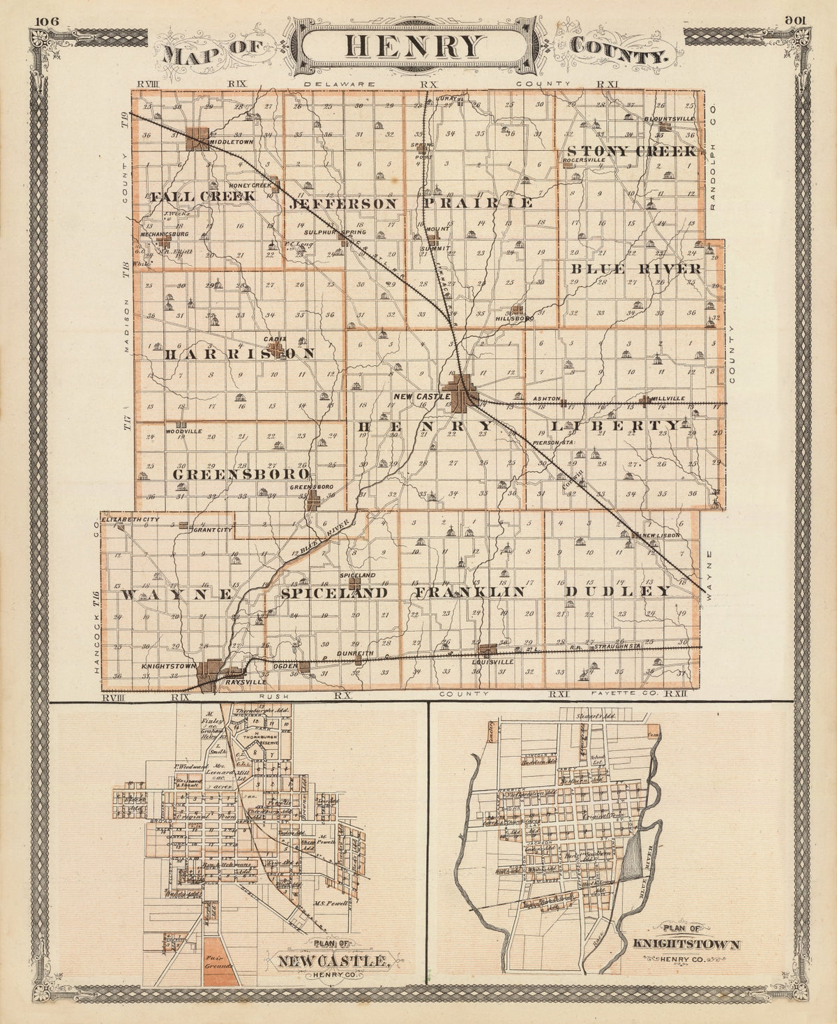 Preview of Vintage Map of Henry County, Indiana 1876