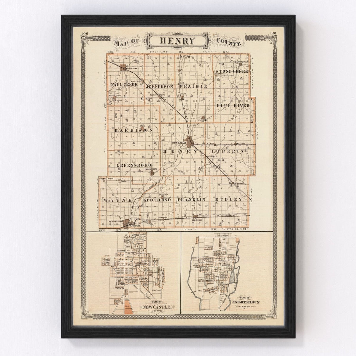 Henry County Vintage Map 1876