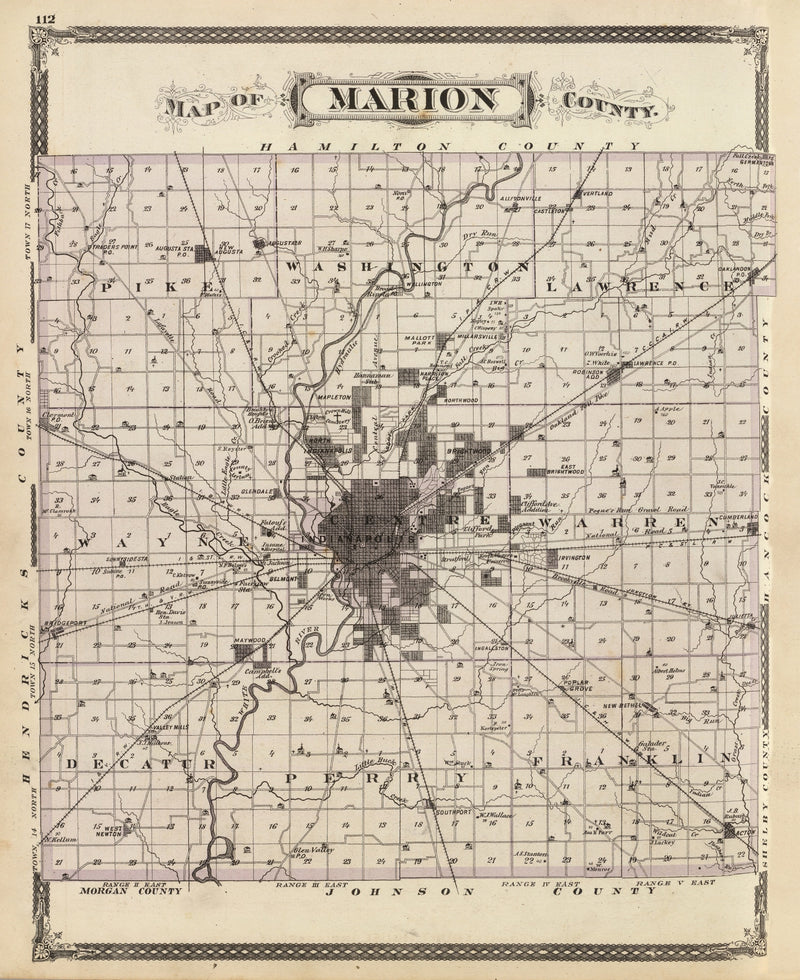 Size comparison using Vintage Map of Marion County, Indiana 1876