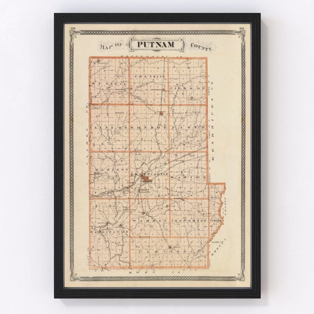 Putnam County Vintage Map 1876