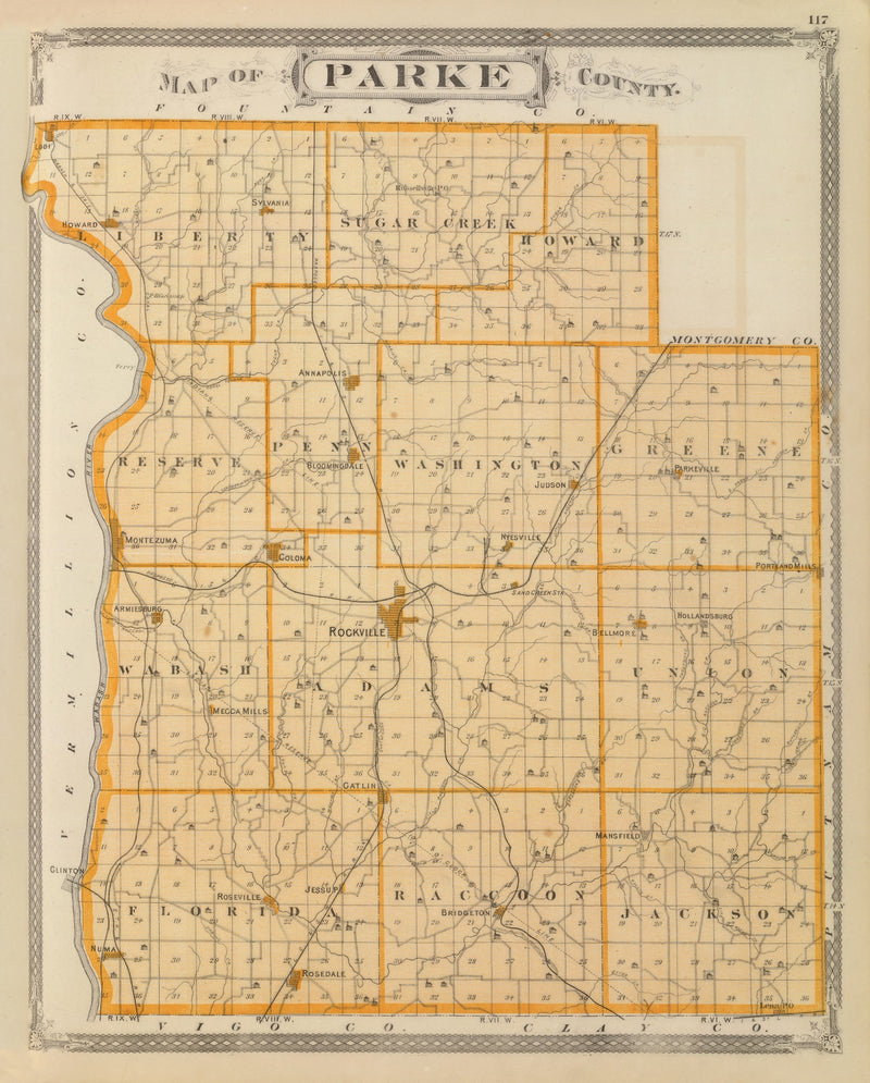 Size comparison using Vintage Map of Parke County, Indiana 1876