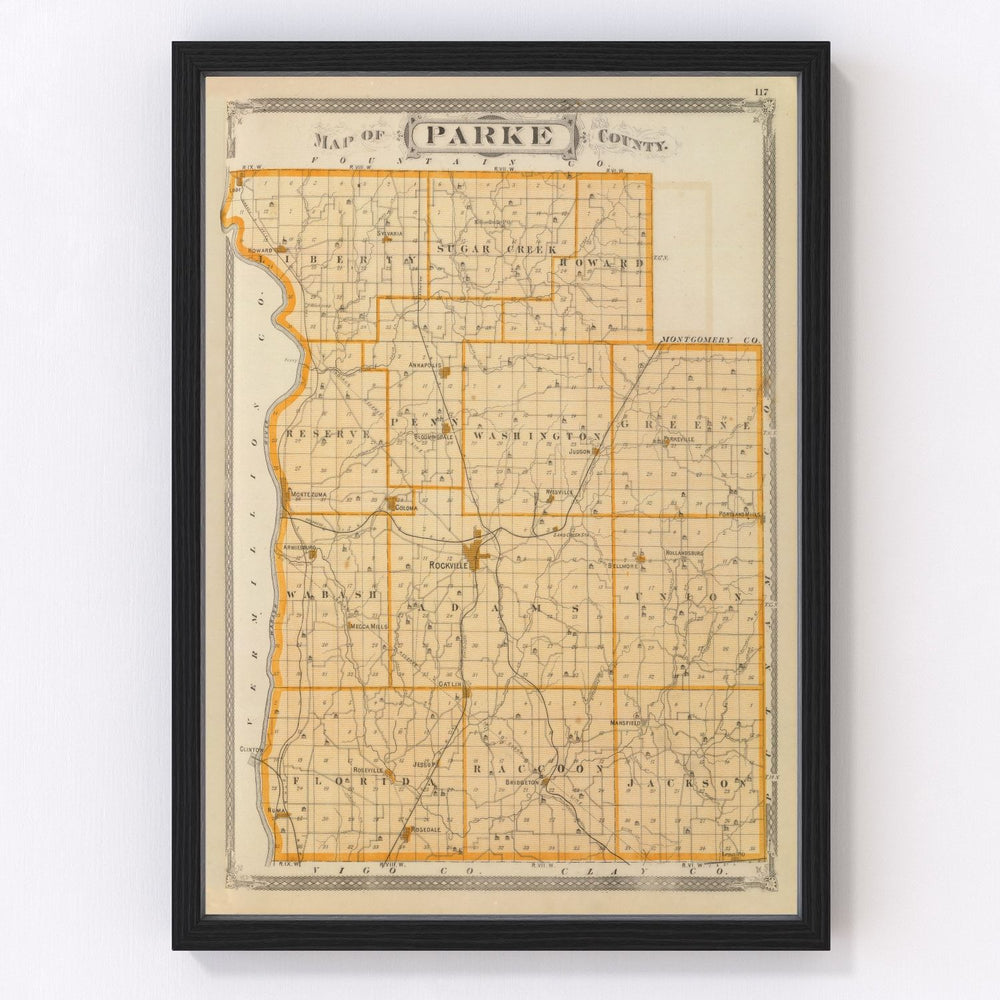 Parke County Vintage Map 1876