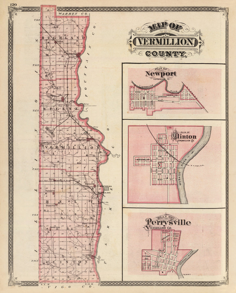 Size comparison using Vintage Map of Vermillion County, Indiana 1876