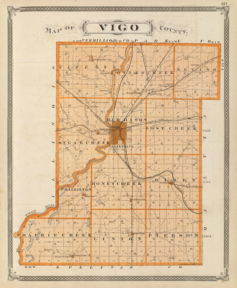 Size comparison using Vintage Map of Vigo County, Indiana 1876