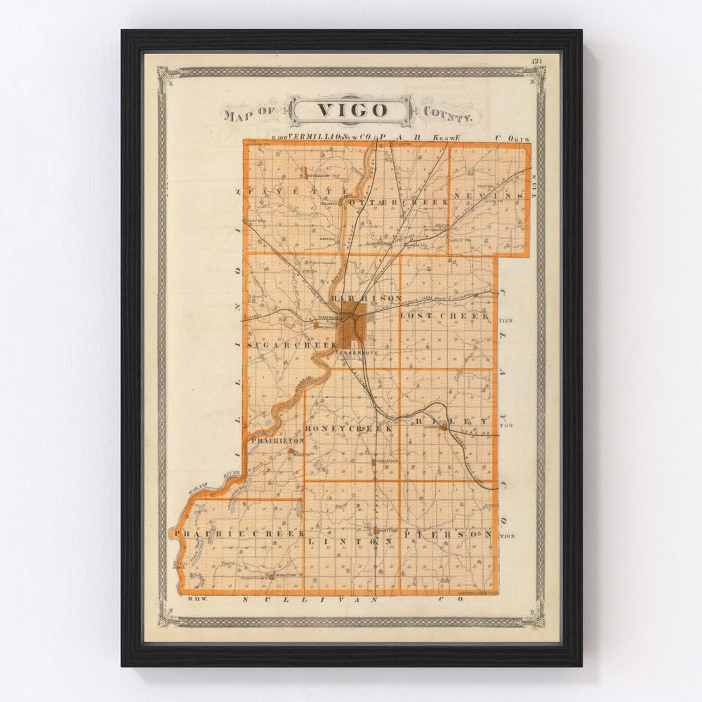 Vigo County Vintage Map 1876