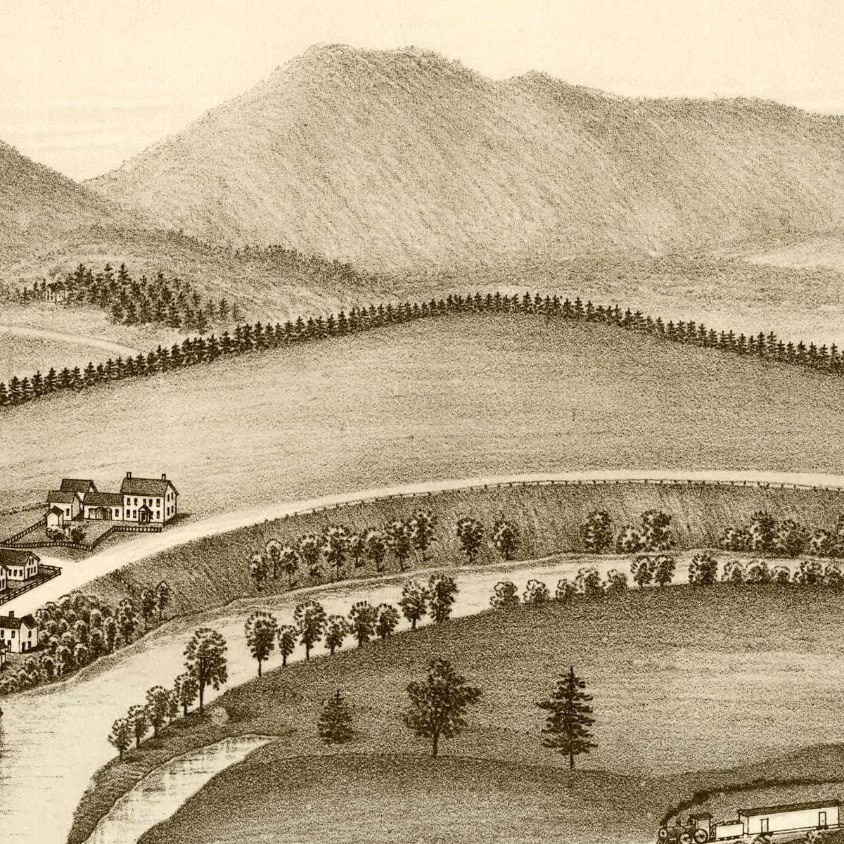 Restored historic details from the 1890 city map of Glendale, Massachusetts
