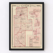Clay County Vintage Map 1876