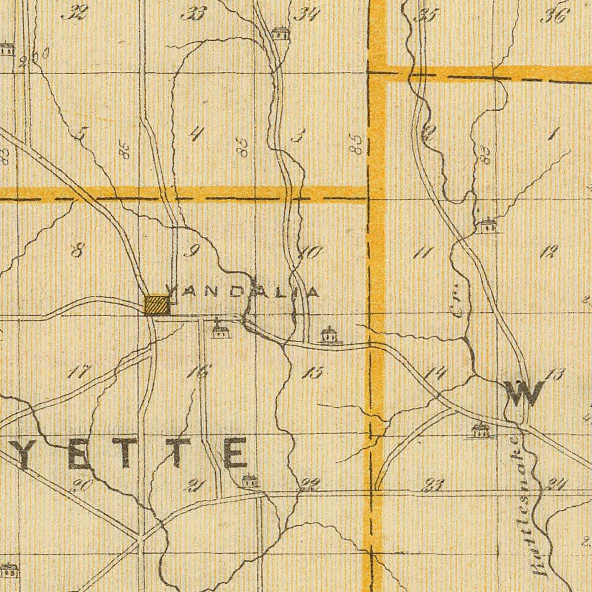Restored historic details from the 1876 county map of Owen County, Indiana