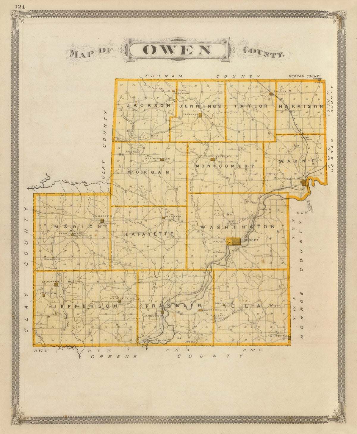 Preview of Vintage Map of Owen County, Indiana 1876