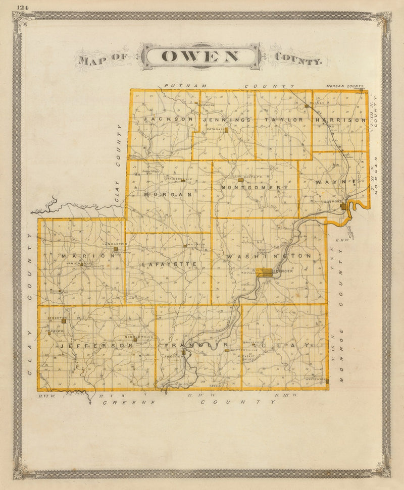 Size comparison using Vintage Map of Owen County, Indiana 1876